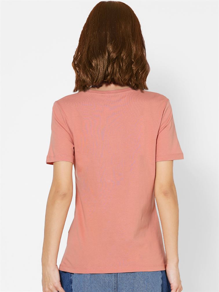 Only Women Casual Wear Peach T-Shirt